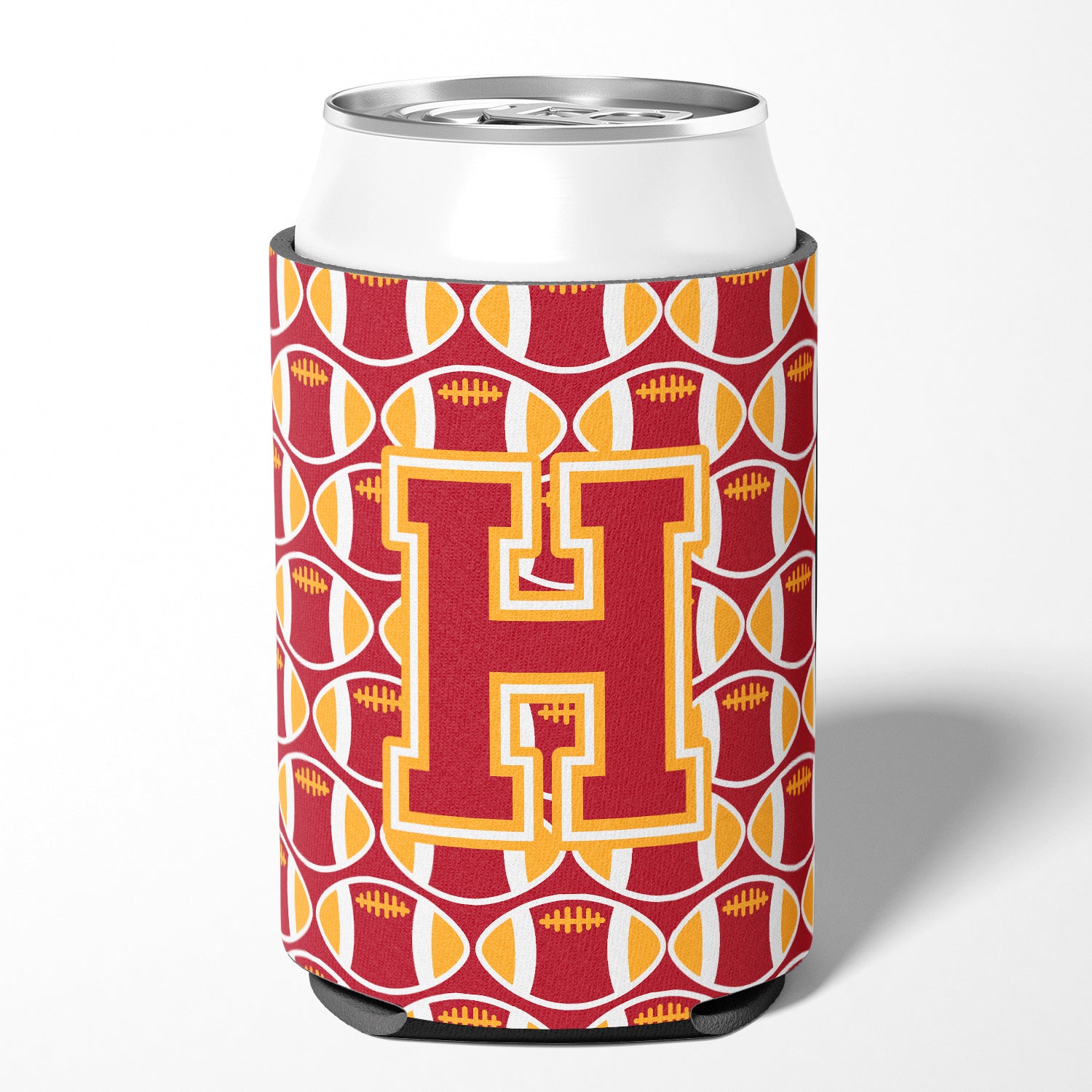 Letter H Football Cardinal and Gold Can or Bottle Hugger CJ1070-HCC