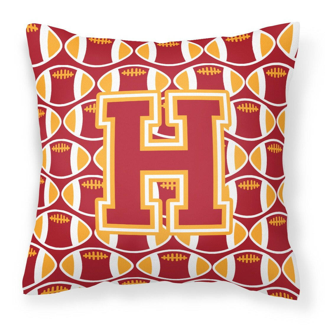 Letter H Football Cardinal and Gold Fabric Decorative Pillow CJ1070-HPW1414 by Caroline&#39;s Treasures