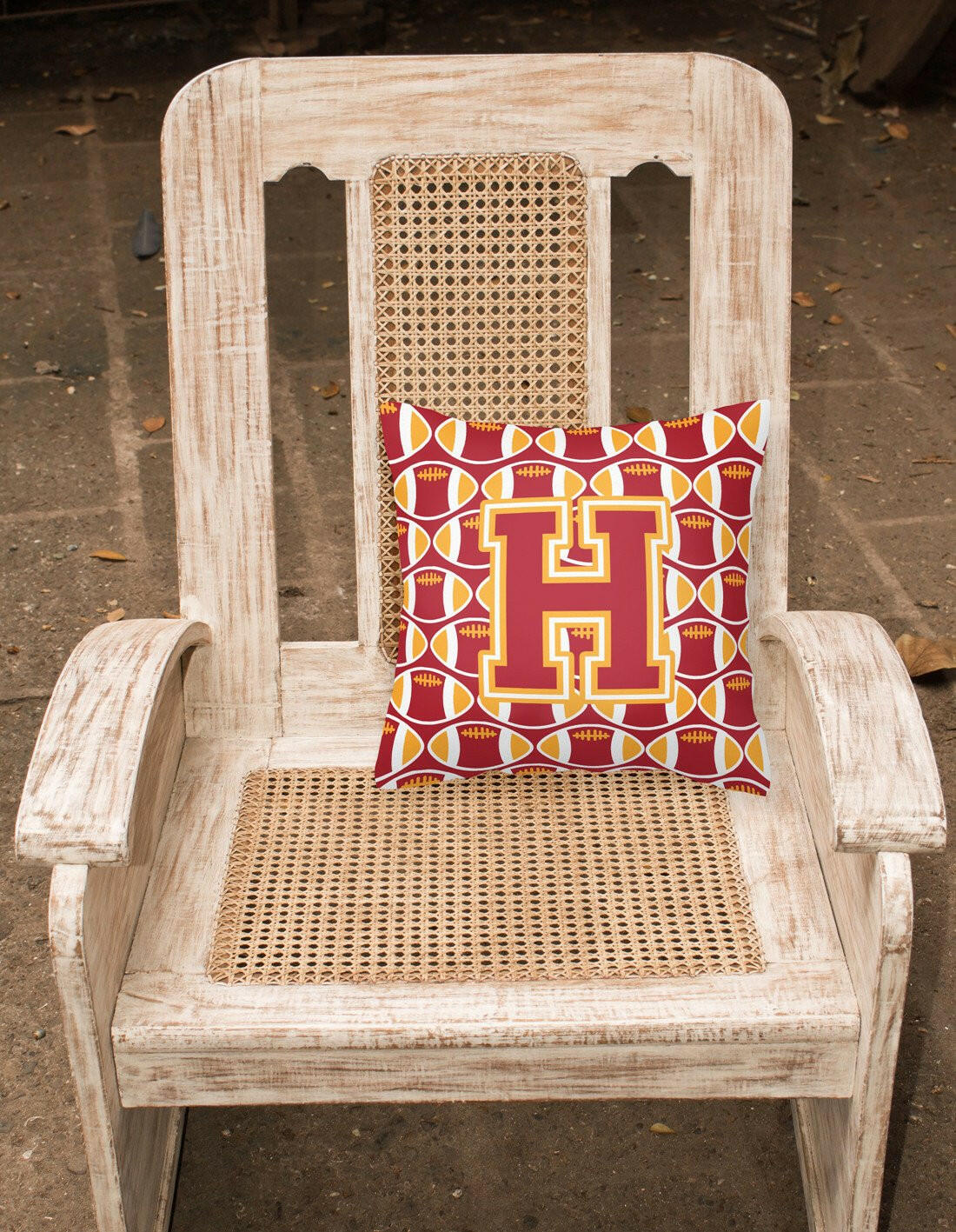 Letter H Football Cardinal and Gold Fabric Decorative Pillow CJ1070-HPW1414 by Caroline's Treasures