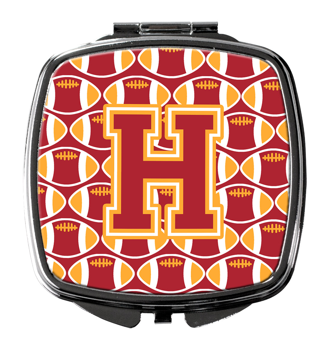 Letter H Football Cardinal and Gold Compact Mirror CJ1070-HSCM  the-store.com.