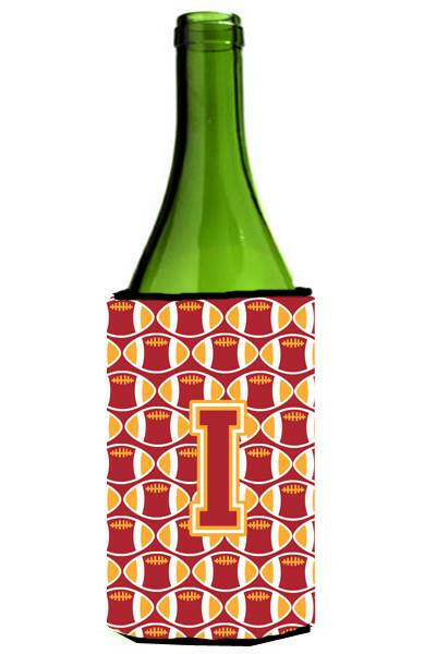 Letter I Football Cardinal and Gold Wine Bottle Beverage Insulator Hugger CJ1070-ILITERK by Caroline&#39;s Treasures
