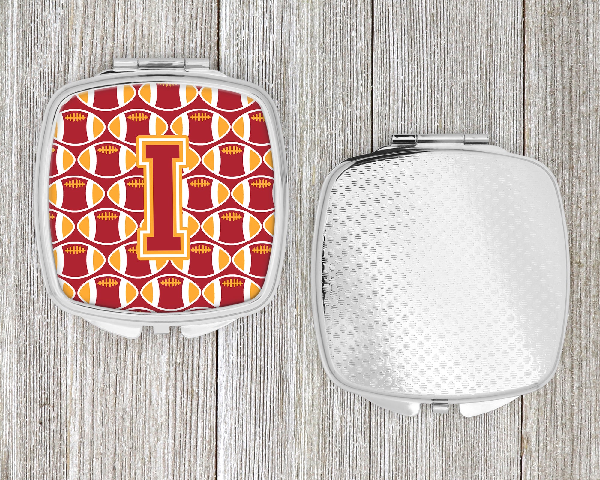 Letter I Football Cardinal and Gold Compact Mirror CJ1070-ISCM  the-store.com.