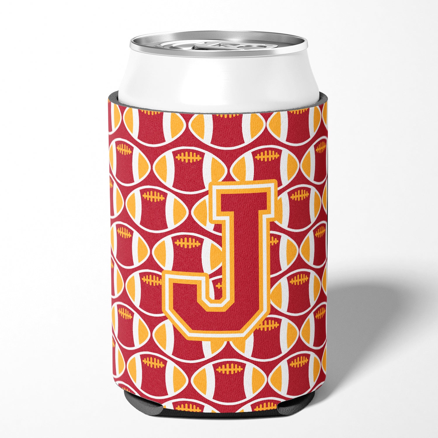 Lettre J Football Cardinal et Gold Can ou Bottle Hugger CJ1070-JCC