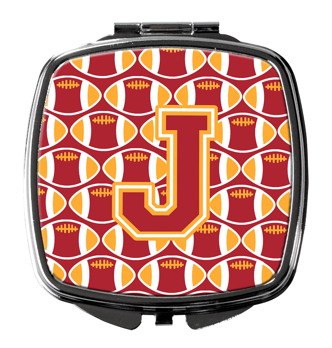 Letter J Football Cardinal and Gold Compact Mirror CJ1070-JSCM