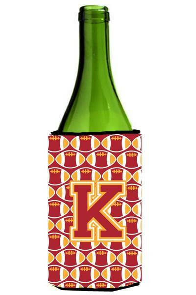 Letter K Football Cardinal and Gold Wine Bottle Beverage Insulator Hugger CJ1070-KLITERK by Caroline&#39;s Treasures