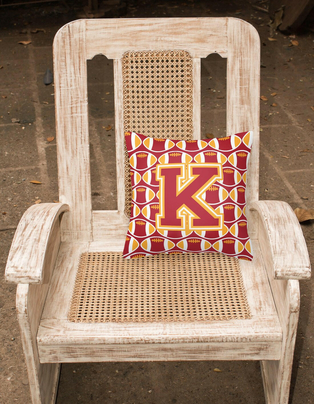Letter K Football Cardinal and Gold Fabric Decorative Pillow CJ1070-KPW1414 by Caroline's Treasures