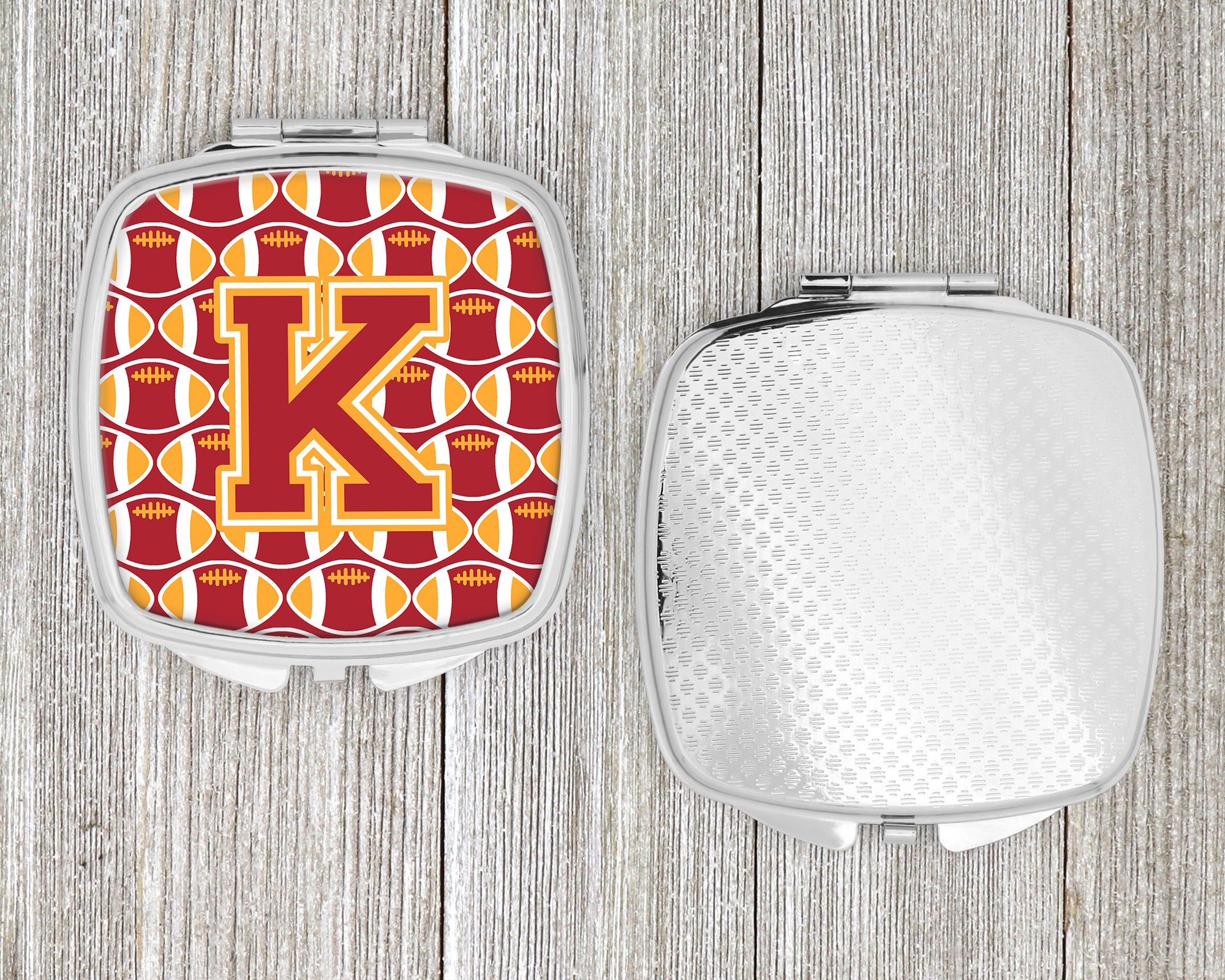Letter K Football Cardinal and Gold Compact Mirror CJ1070-KSCM  the-store.com.