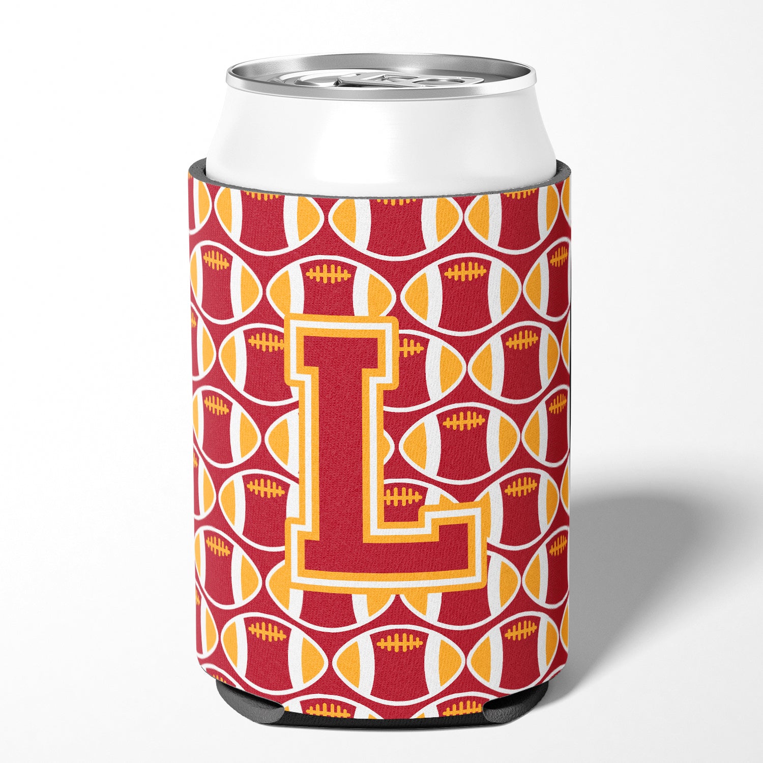 Letter L Football Cardinal and Gold Can or Bottle Hugger CJ1070-LCC.