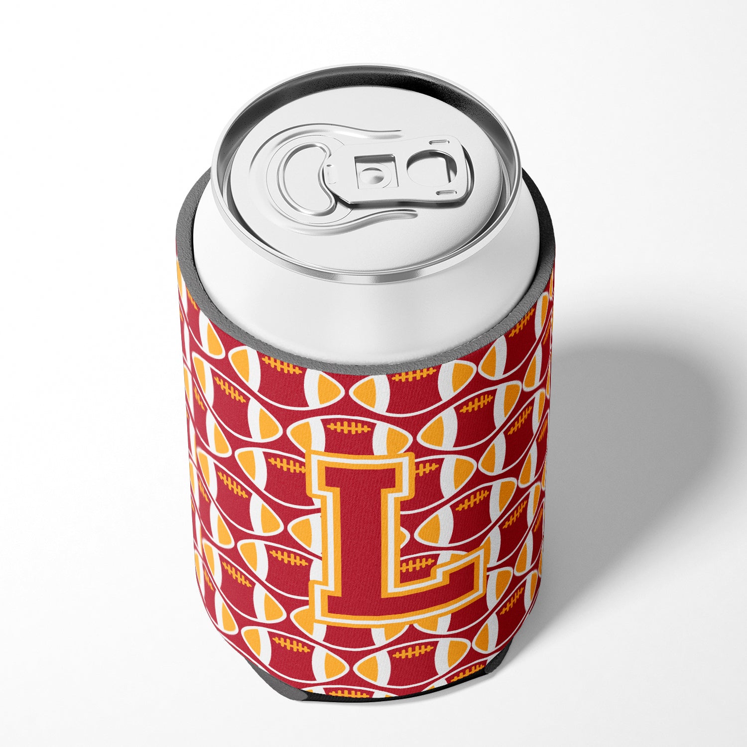 Letter L Football Cardinal and Gold Can or Bottle Hugger CJ1070-LCC.