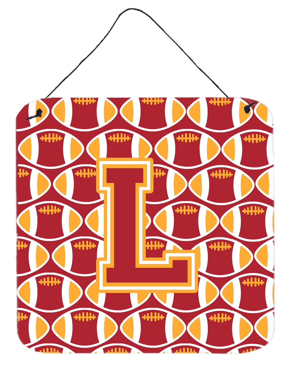 Letter L Football Cardinal and Gold Wall or Door Hanging Prints CJ1070-LDS66 by Caroline&#39;s Treasures