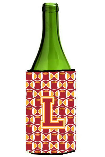 Letter L Football Cardinal and Gold Wine Bottle Beverage Insulator Hugger CJ1070-LLITERK by Caroline&#39;s Treasures