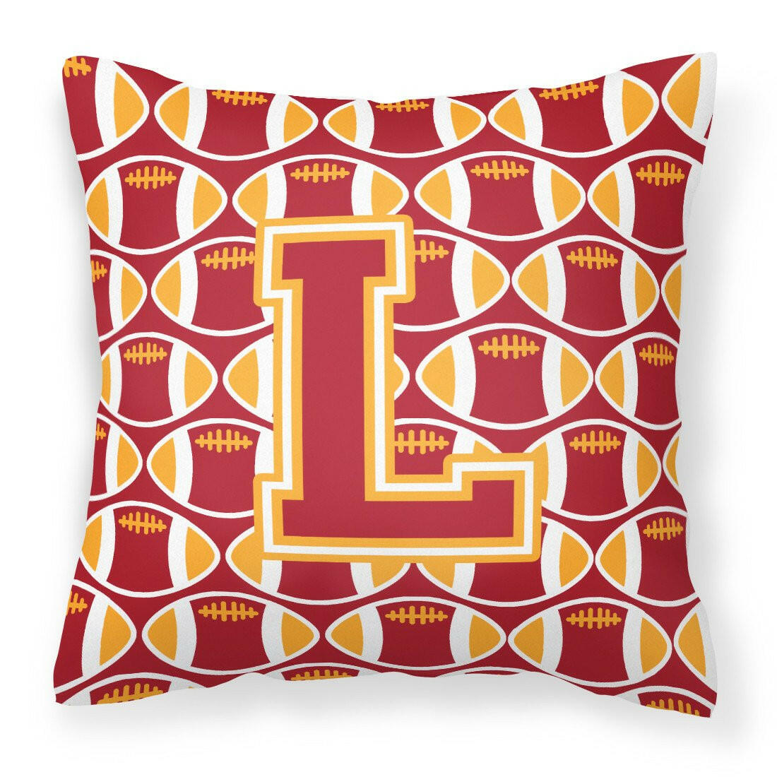 Letter L Football Cardinal and Gold Fabric Decorative Pillow CJ1070-LPW1414 by Caroline&#39;s Treasures