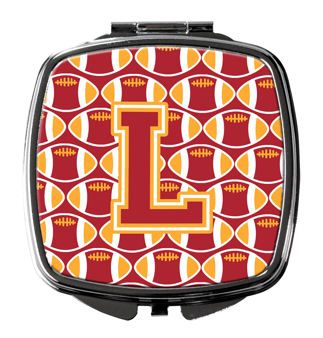 Letter L Football Cardinal and Gold Compact Mirror CJ1070-LSCM  the-store.com.