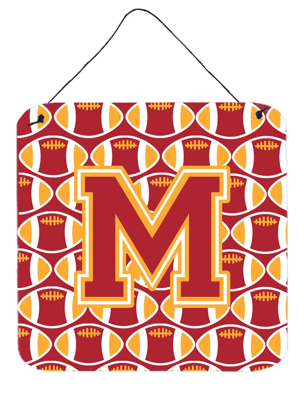 Letter M Football Cardinal and Gold Wall or Door Hanging Prints CJ1070-MDS66 by Caroline&#39;s Treasures