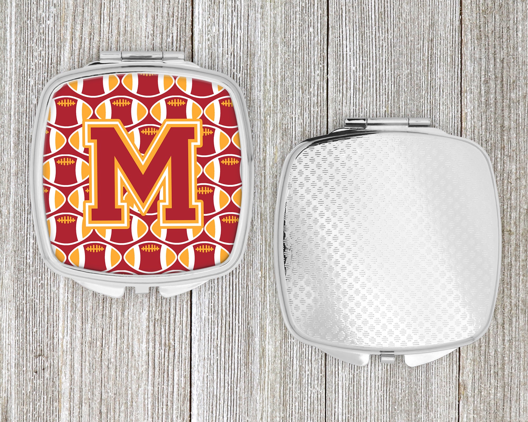 Letter M Football Cardinal and Gold Compact Mirror CJ1070-MSCM