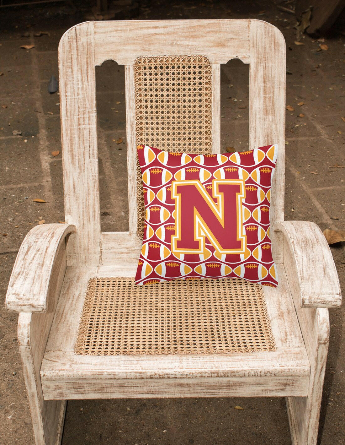 Letter N Football Cardinal and Gold Fabric Decorative Pillow CJ1070-NPW1414 by Caroline's Treasures