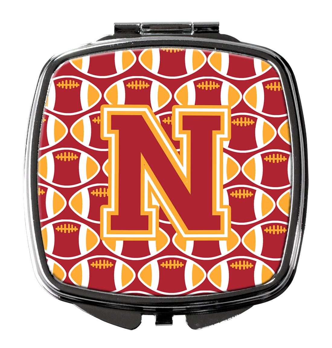 Letter N Football Cardinal and Gold Compact Mirror CJ1070-NSCM