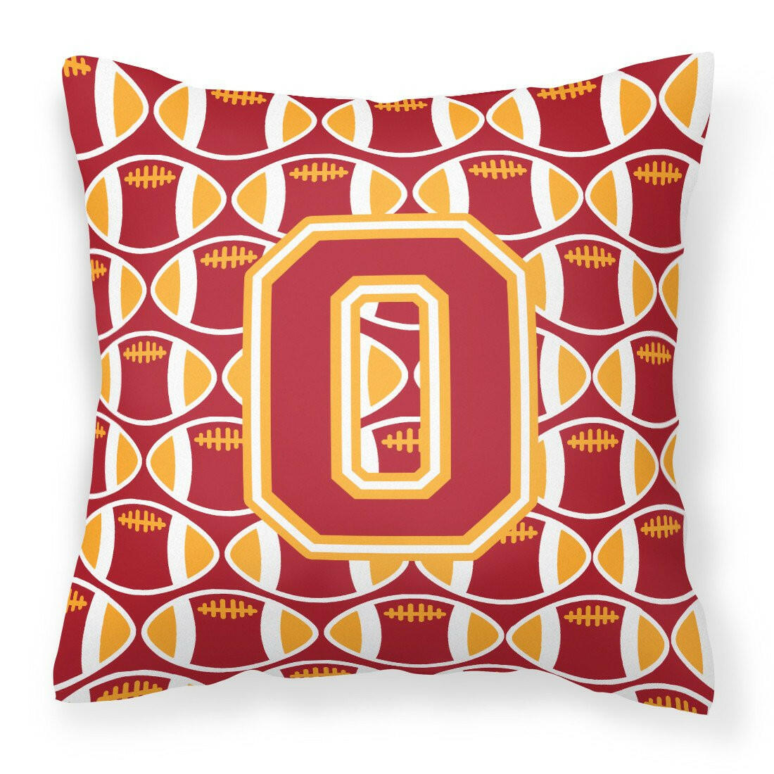 Letter O Football Cardinal and Gold Fabric Decorative Pillow CJ1070-OPW1414 by Caroline&#39;s Treasures