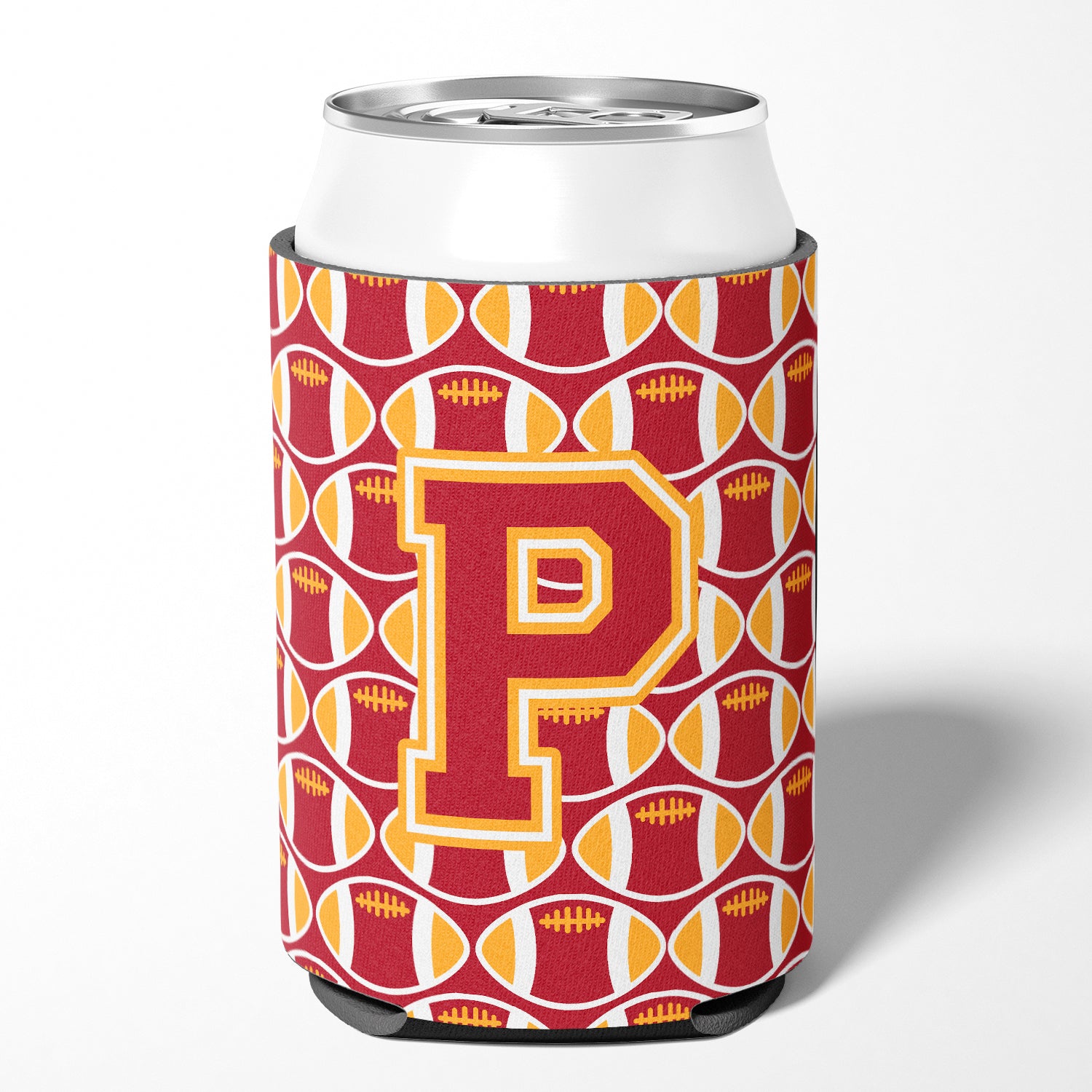 Letter P Football Cardinal and Gold Can or Bottle Hugger CJ1070-PCC