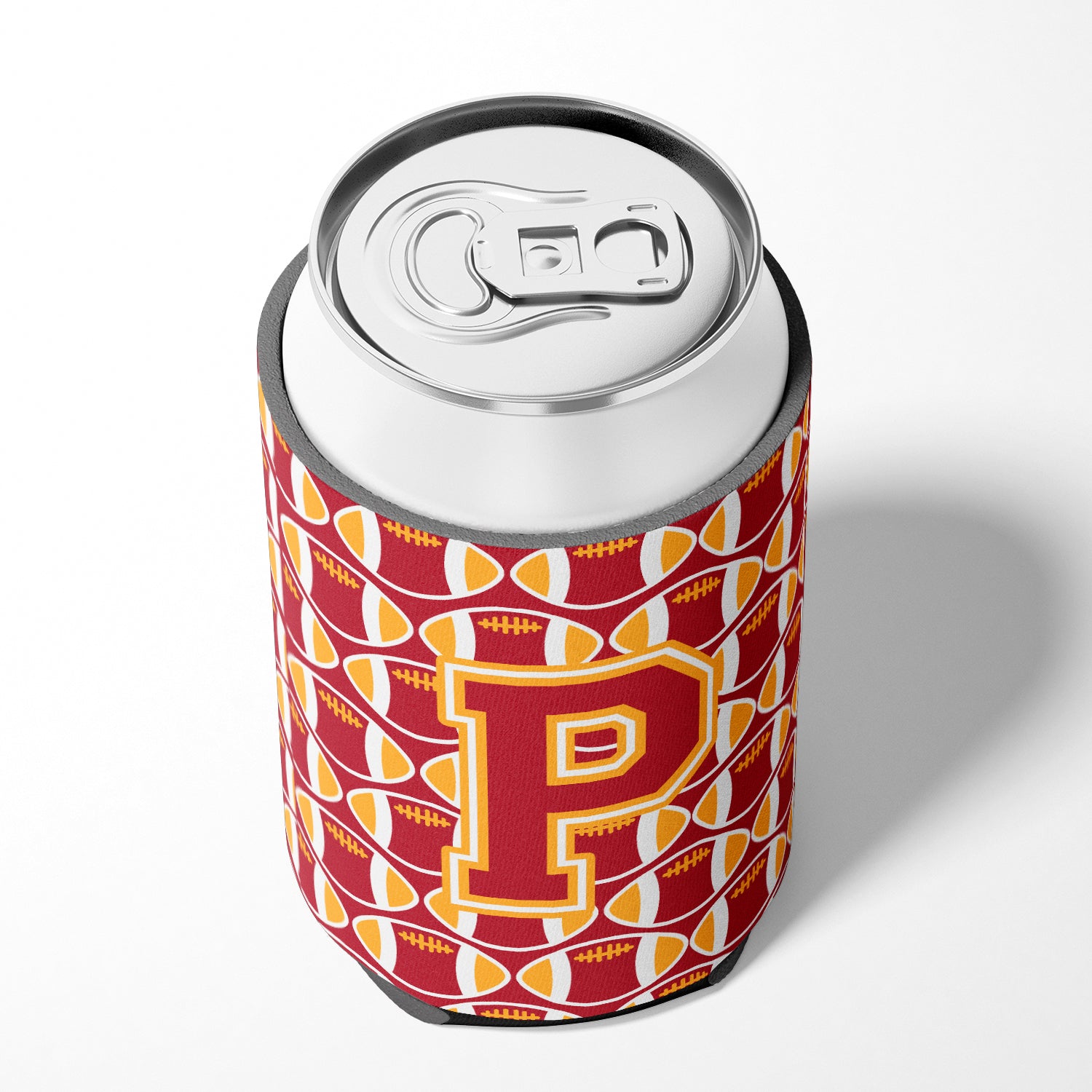 Letter P Football Cardinal and Gold Can or Bottle Hugger CJ1070-PCC.
