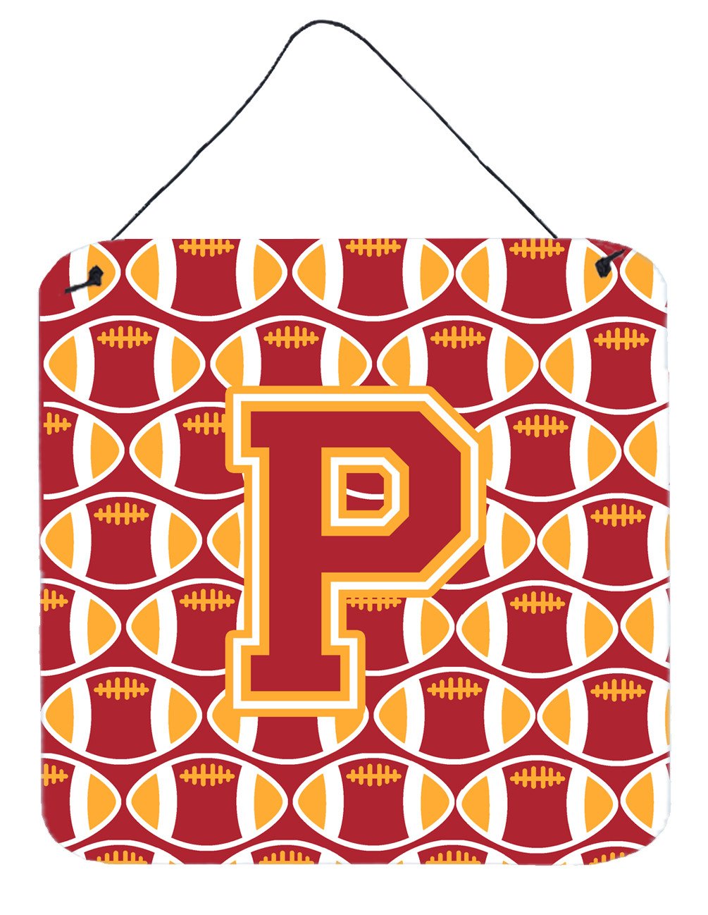 Letter P Football Cardinal and Gold Wall or Door Hanging Prints CJ1070-PDS66 by Caroline&#39;s Treasures