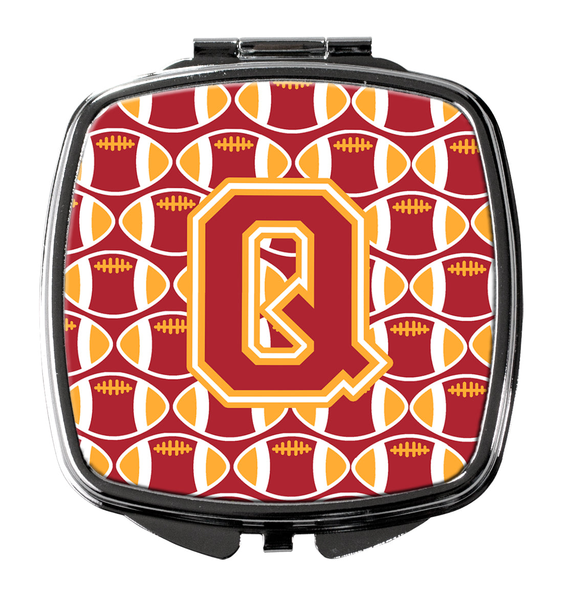 Letter Q Football Cardinal and Gold Compact Mirror CJ1070-QSCM  the-store.com.