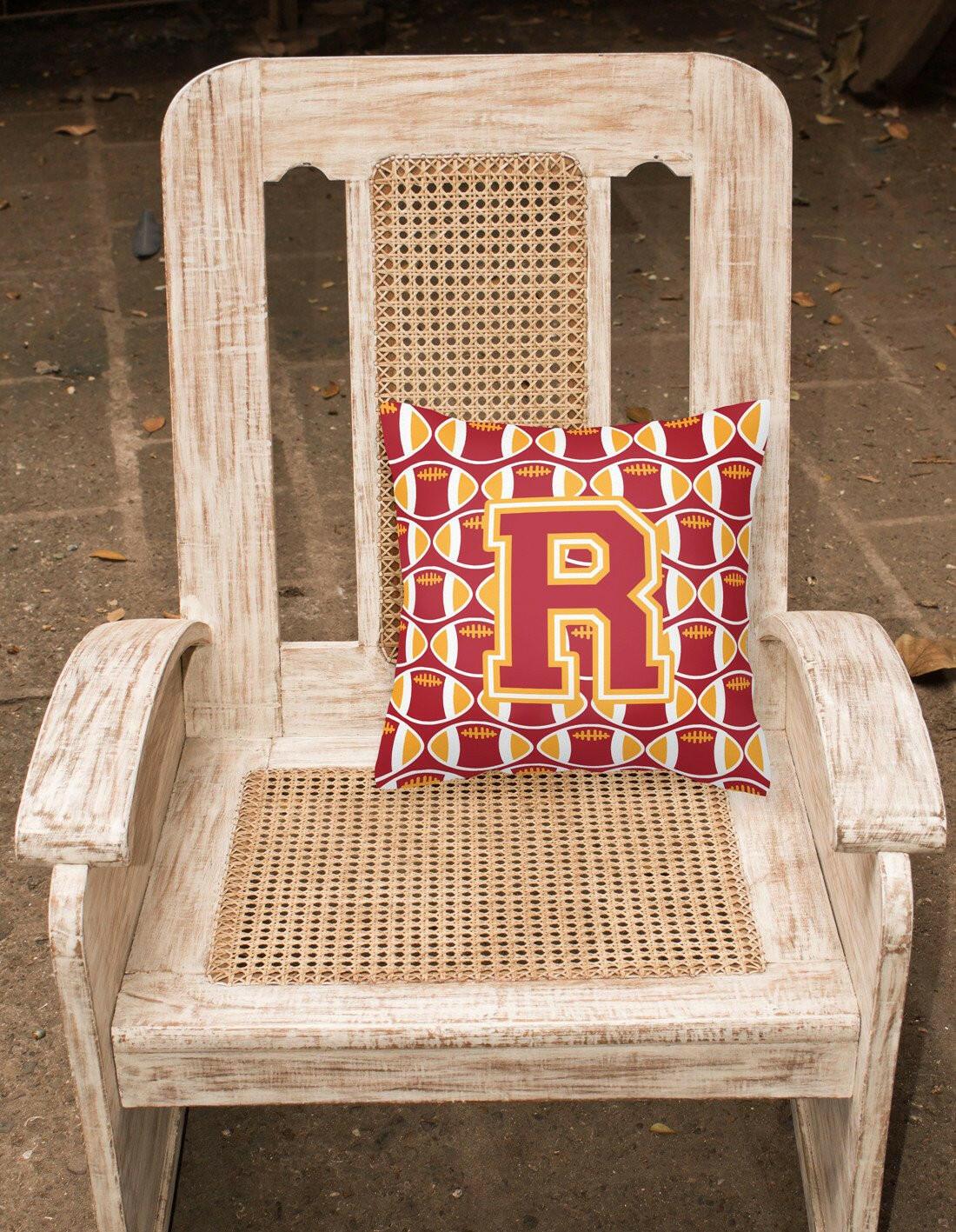 Letter R Football Cardinal and Gold Fabric Decorative Pillow CJ1070-RPW1414 by Caroline's Treasures