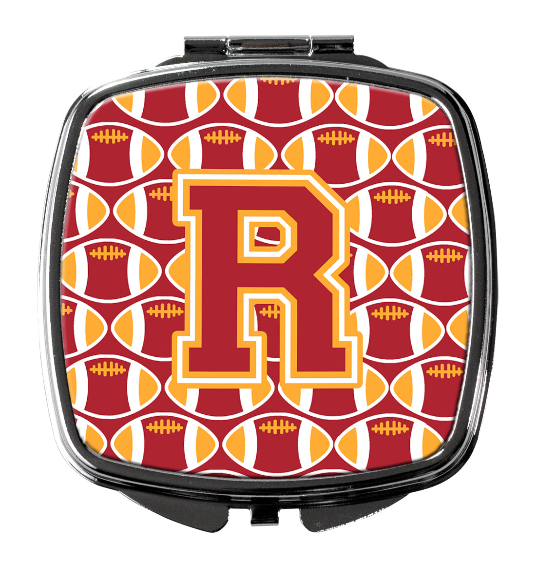 Letter R Football Cardinal and Gold Compact Mirror CJ1070-RSCM