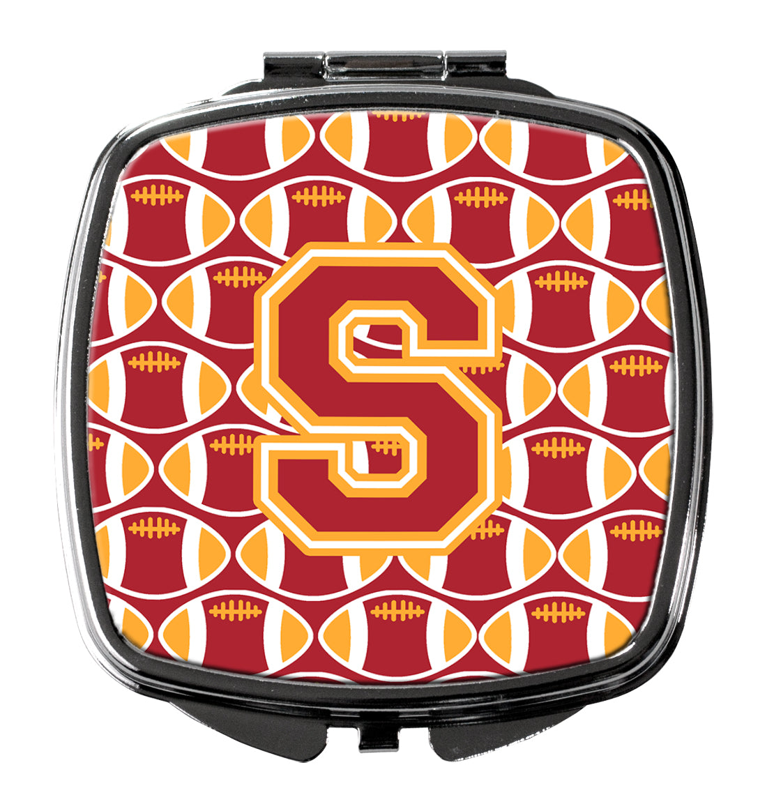 Letter S Football Cardinal and Gold Compact Mirror CJ1070-SSCM