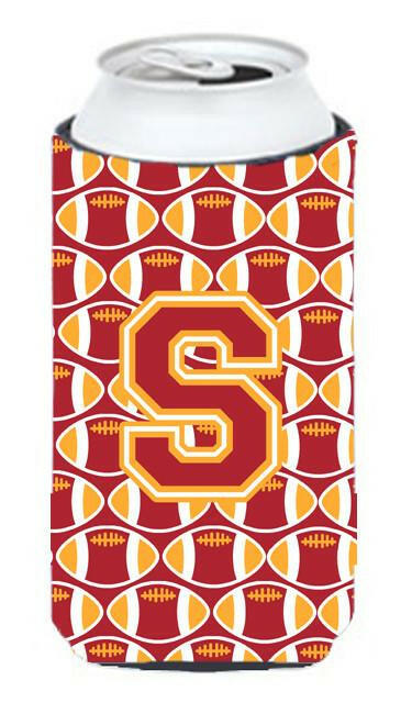 Letter S Football Cardinal and Gold Tall Boy Beverage Insulator Hugger CJ1070-STBC by Caroline&#39;s Treasures