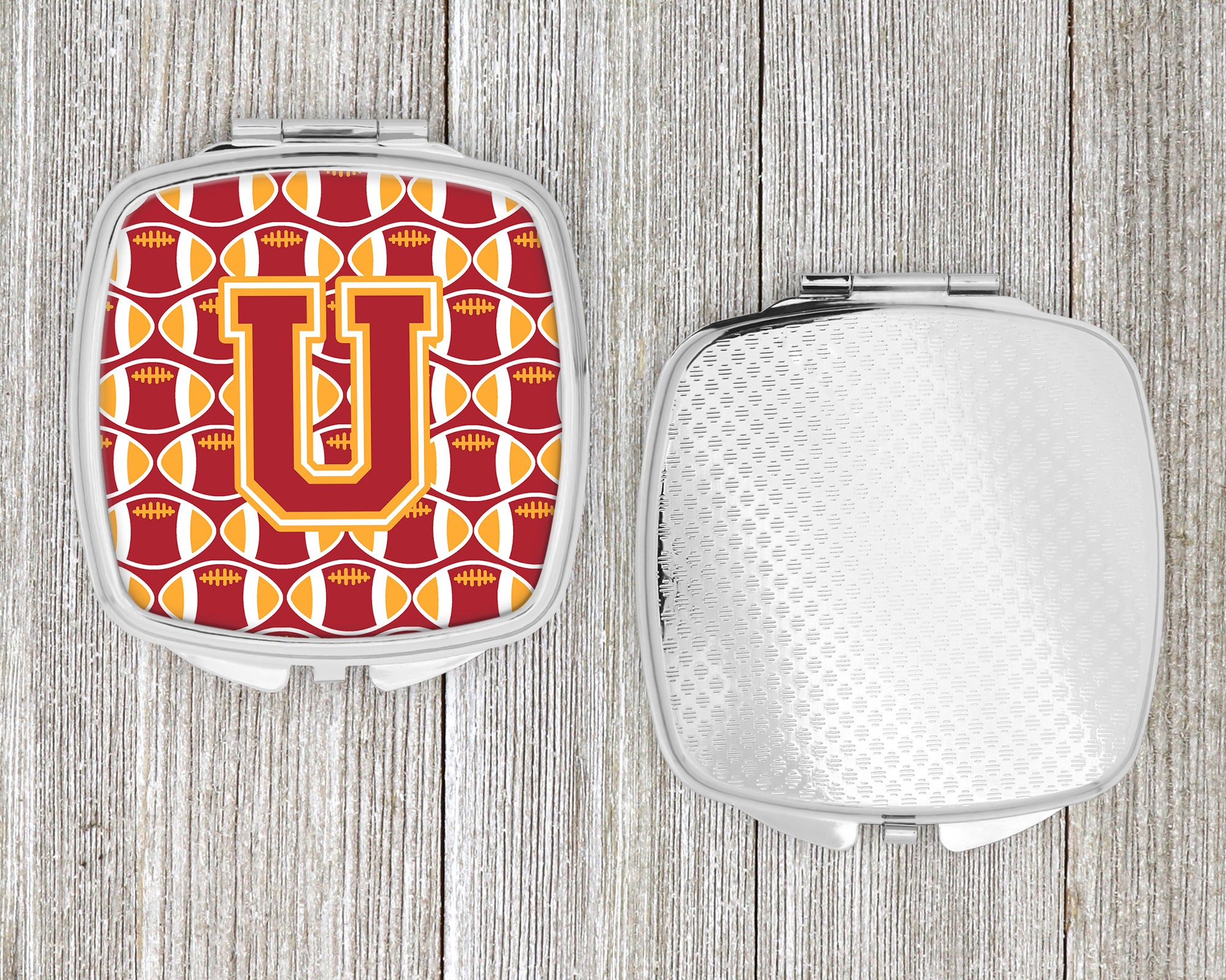 Letter U Football Cardinal and Gold Compact Mirror CJ1070-USCM  the-store.com.