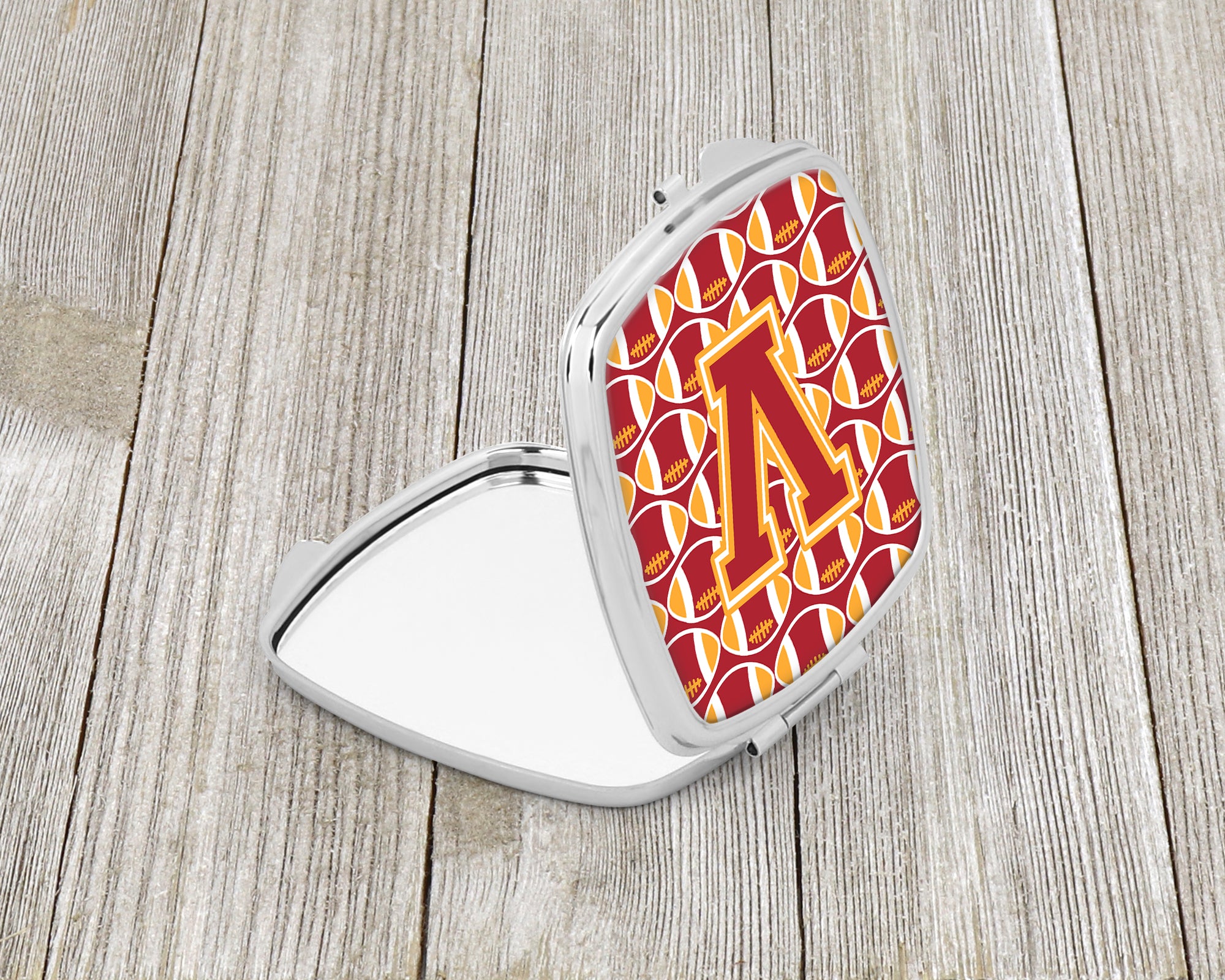 Letter V Football Cardinal and Gold Compact Mirror CJ1070-VSCM  the-store.com.
