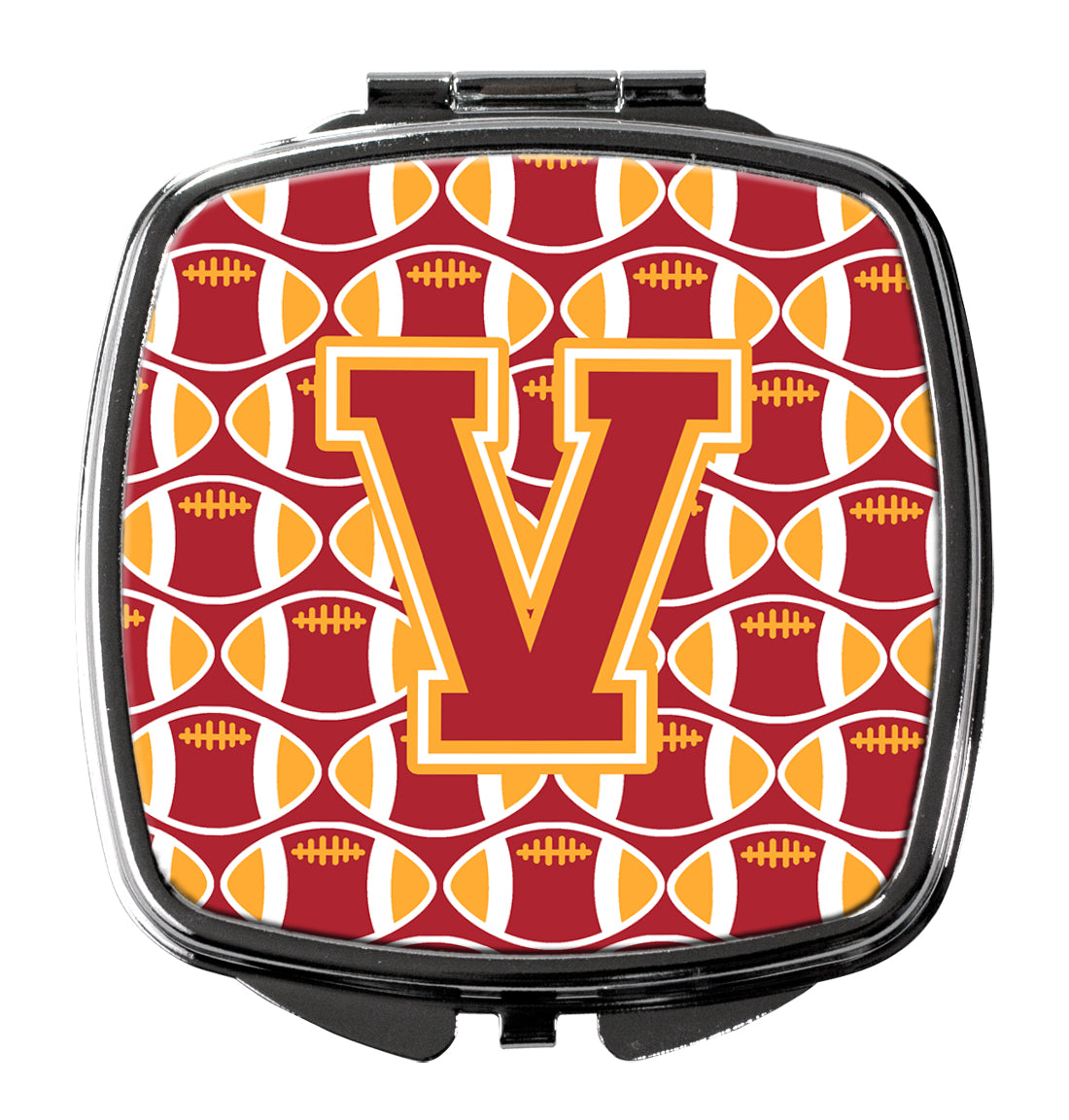 Letter V Football Cardinal and Gold Compact Mirror CJ1070-VSCM
