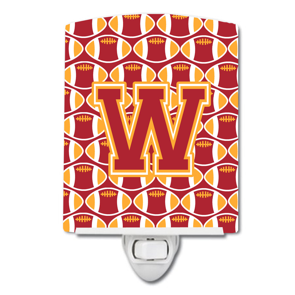 Letter W Football Cardinal and Gold Ceramic Night Light CJ1070-WCNL - the-store.com