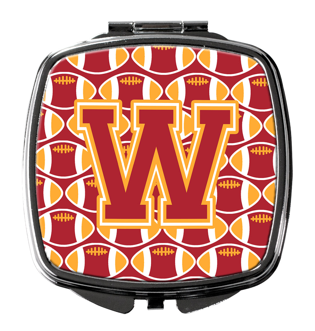 Letter W Football Cardinal and Gold Compact Mirror CJ1070-WSCM