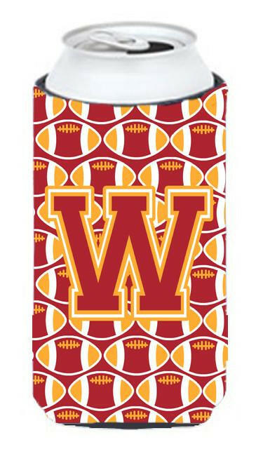 Letter W Football Cardinal and Gold Tall Boy Beverage Insulator Hugger CJ1070-WTBC by Caroline&#39;s Treasures