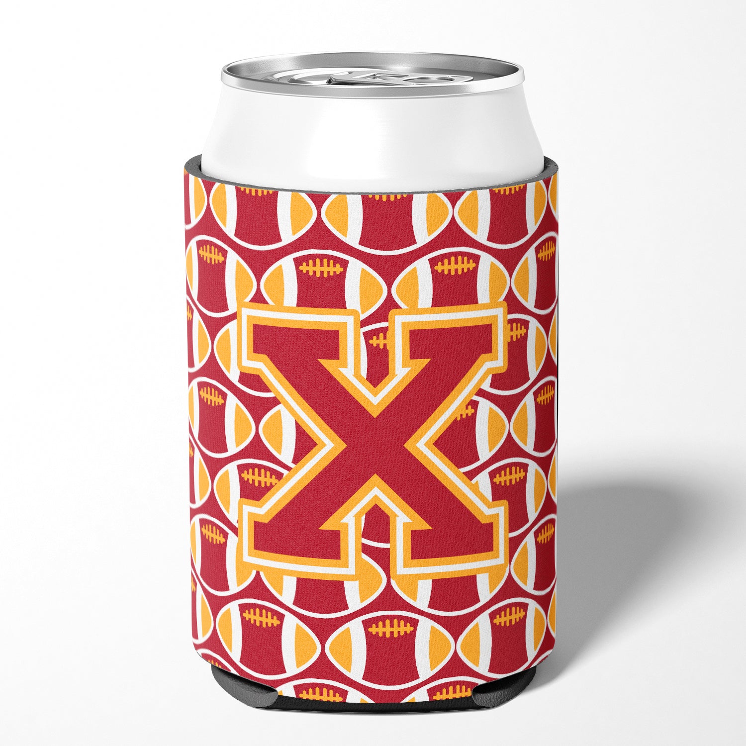 Letter X Football Cardinal and Gold Can or Bottle Hugger CJ1070-XCC