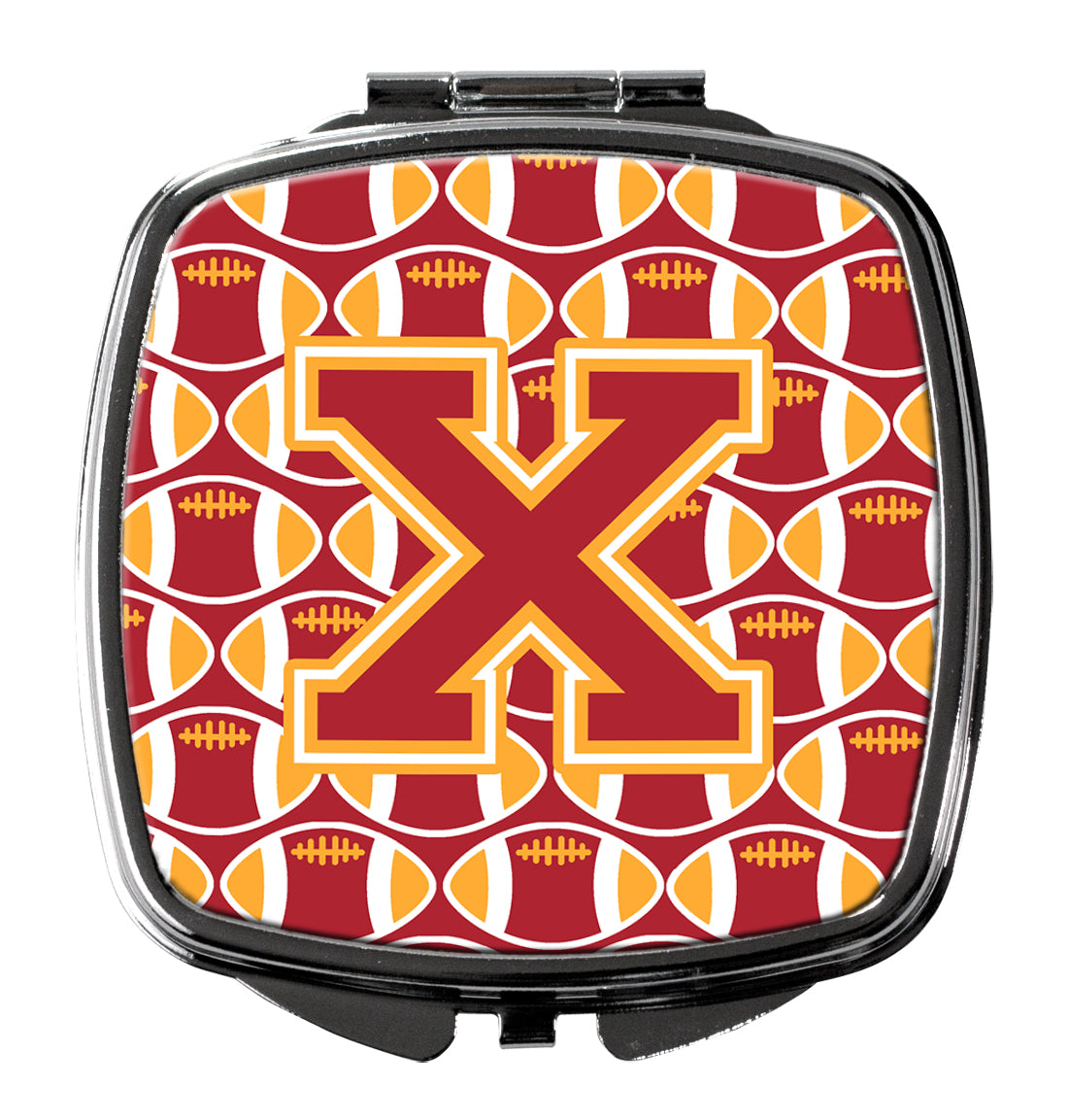 Lettre X Football Cardinal et miroir compact doré CJ1070-XSCM