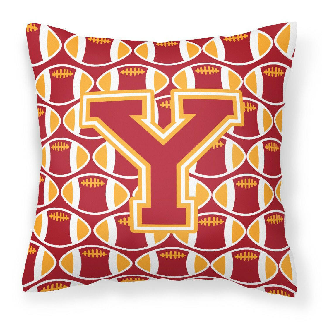 Letter Y Football Cardinal and Gold Fabric Decorative Pillow CJ1070-YPW1414 by Caroline&#39;s Treasures