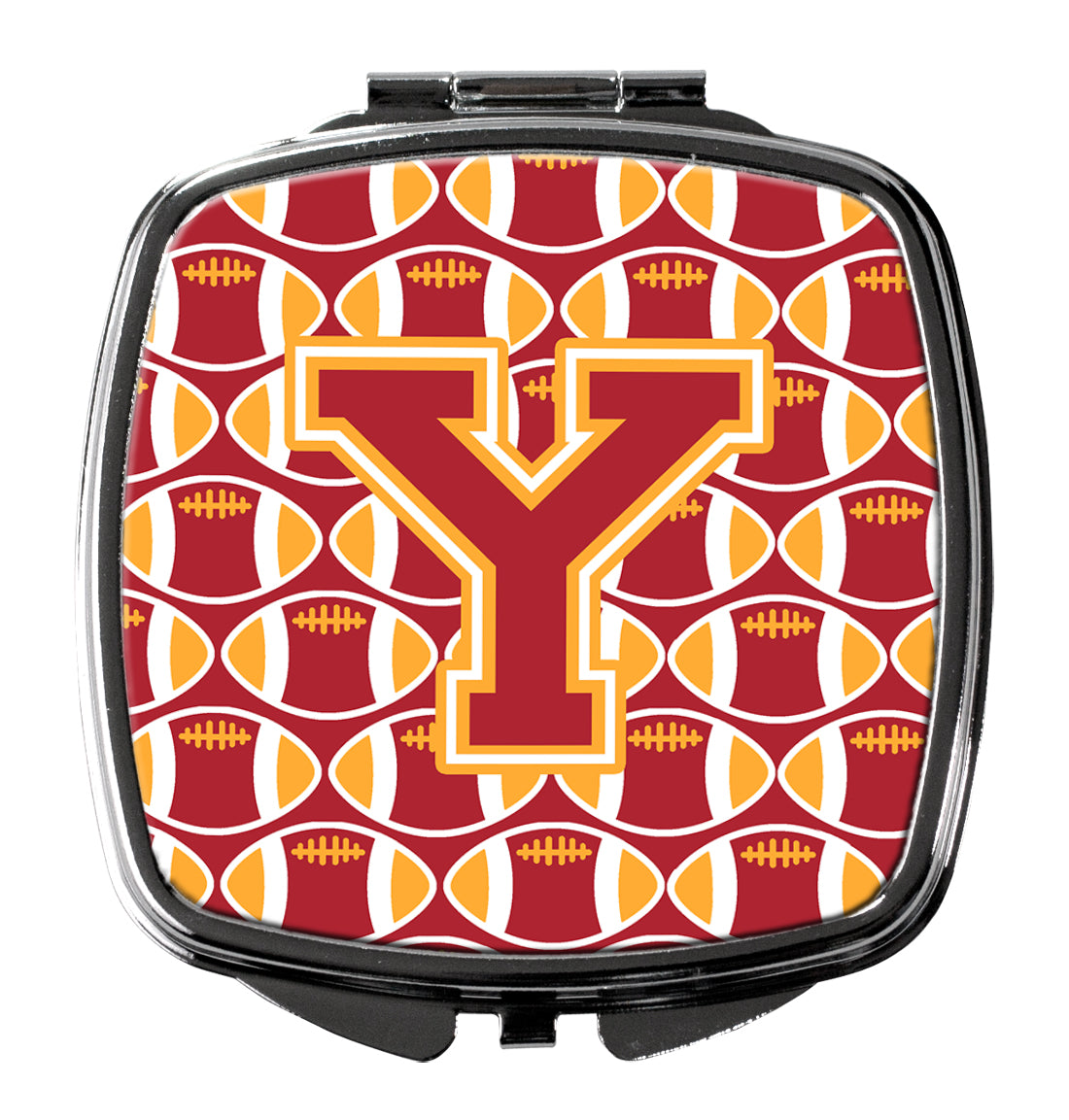 Letter Y Football Cardinal and Gold Compact Mirror CJ1070-YSCM  the-store.com.