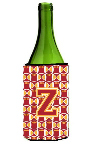 Letter Z Football Cardinal and Gold Wine Bottle Beverage Insulator Hugger CJ1070-ZLITERK by Caroline's Treasures