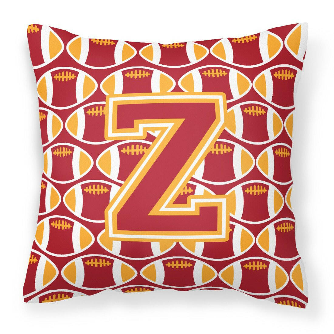 Letter Z Football Cardinal and Gold Fabric Decorative Pillow CJ1070-ZPW1414 by Caroline&#39;s Treasures