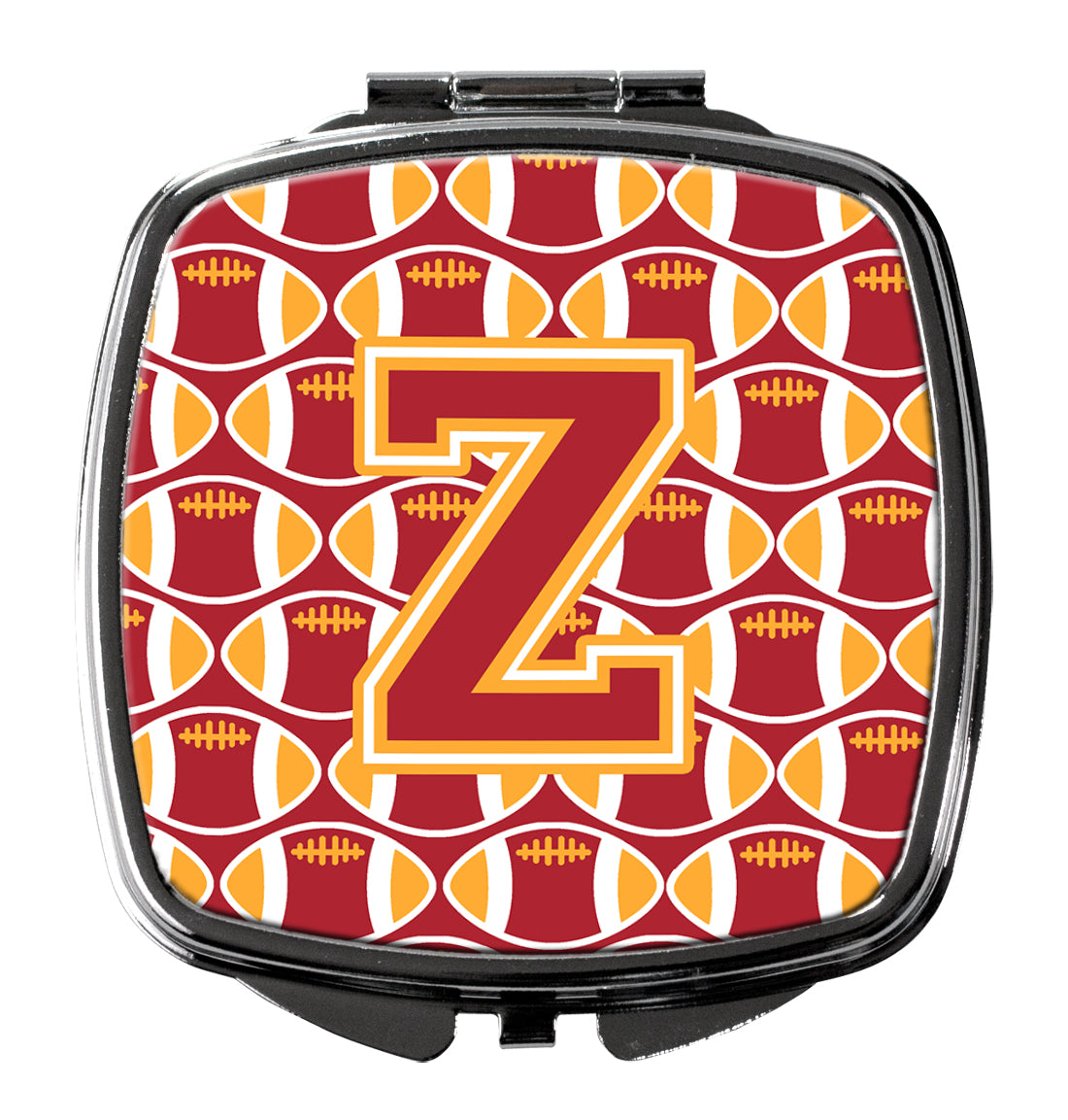 Letter Z Football Cardinal and Gold Compact Mirror CJ1070-ZSCM  the-store.com.