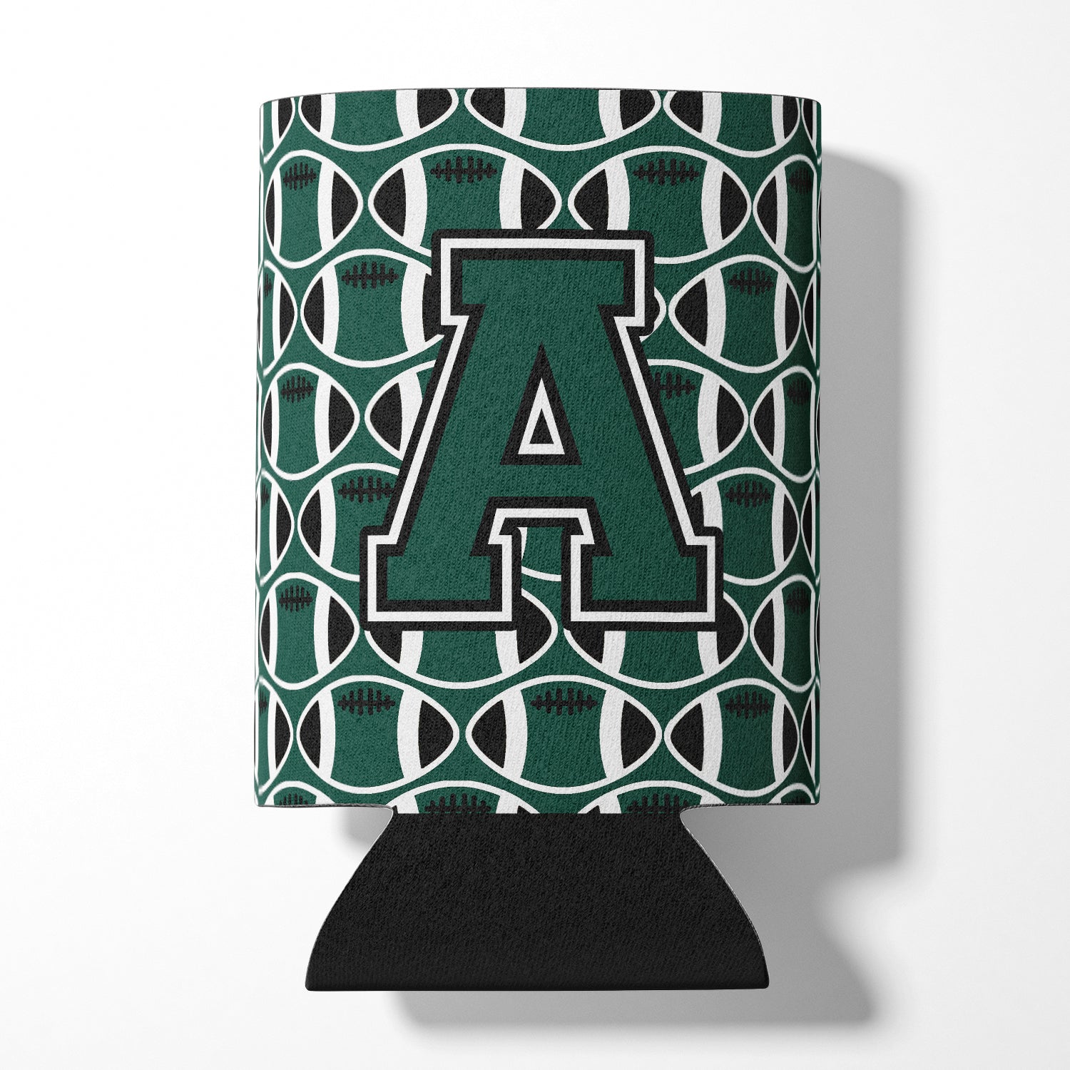 Letter A Football Green and White Can or Bottle Hugger CJ1071-ACC