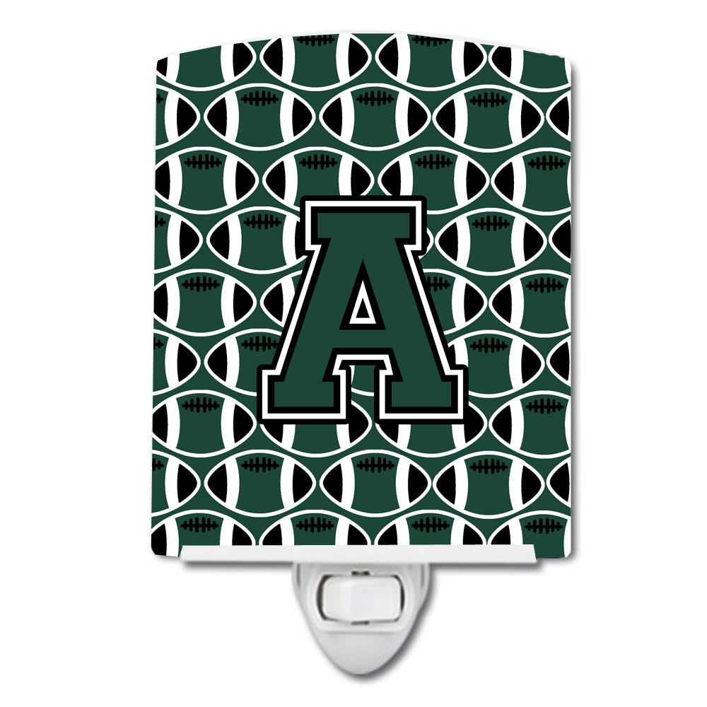 Letter A Football Green and White Ceramic Night Light CJ1071-ACNL - the-store.com