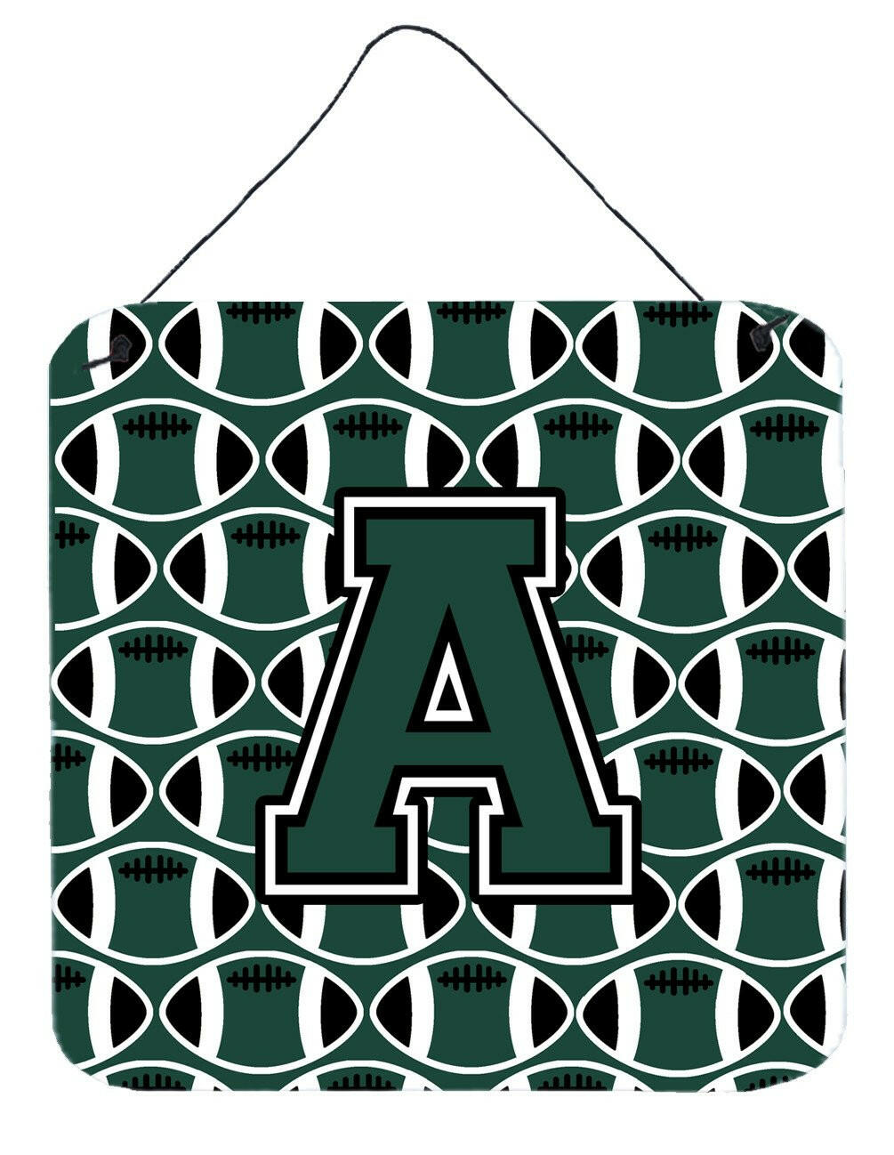 Letter A Football Green and White Wall or Door Hanging Prints CJ1071-ADS66 by Caroline's Treasures