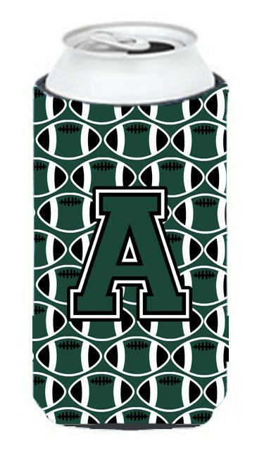 Letter A Football Green and White Tall Boy Beverage Insulator Hugger CJ1071-ATBC by Caroline&#39;s Treasures