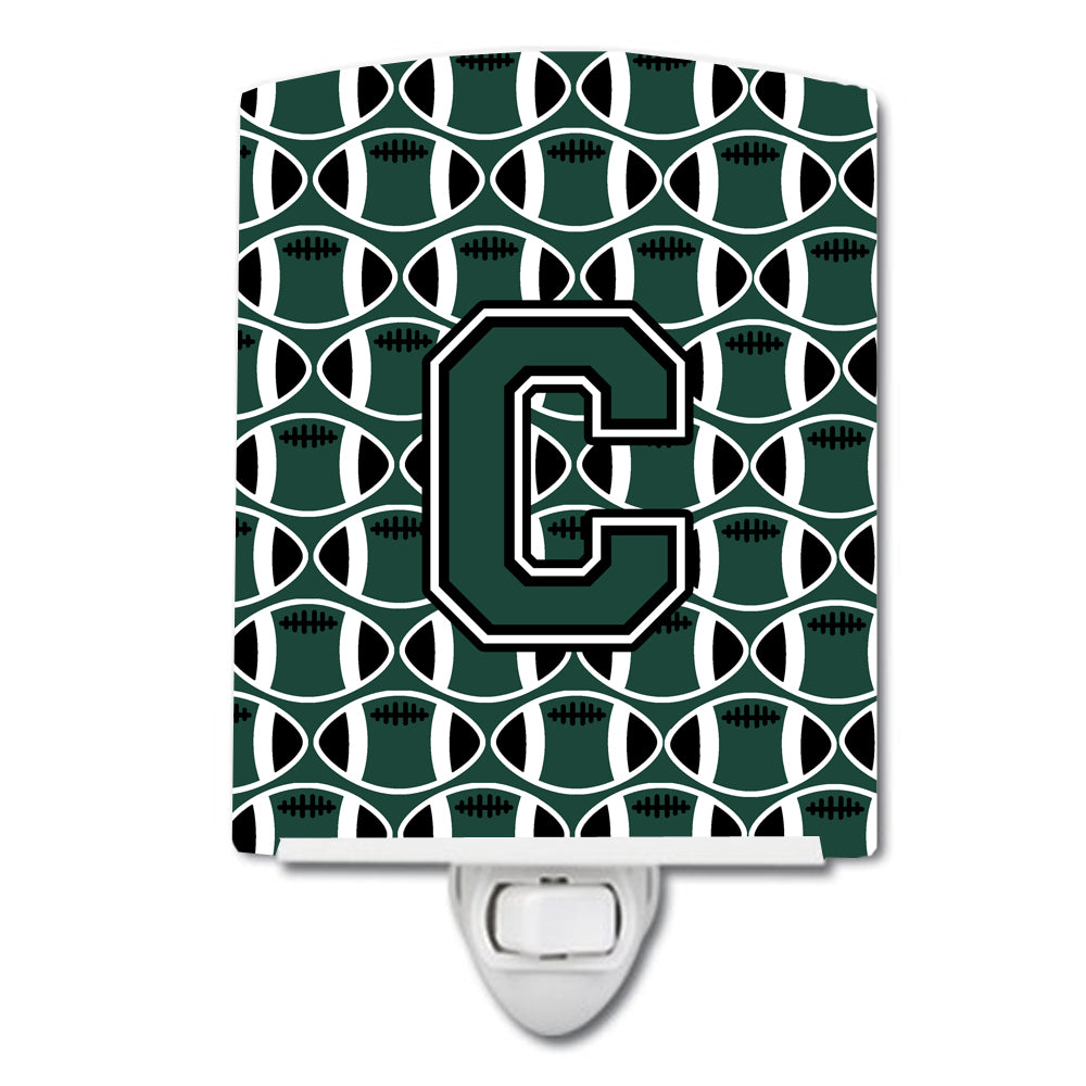Letter C Football Green and White Ceramic Night Light CJ1071-CCNL - the-store.com