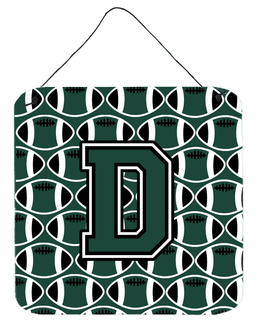 Letter D Football Green and White Wall or Door Hanging Prints CJ1071-DDS66 by Caroline&#39;s Treasures