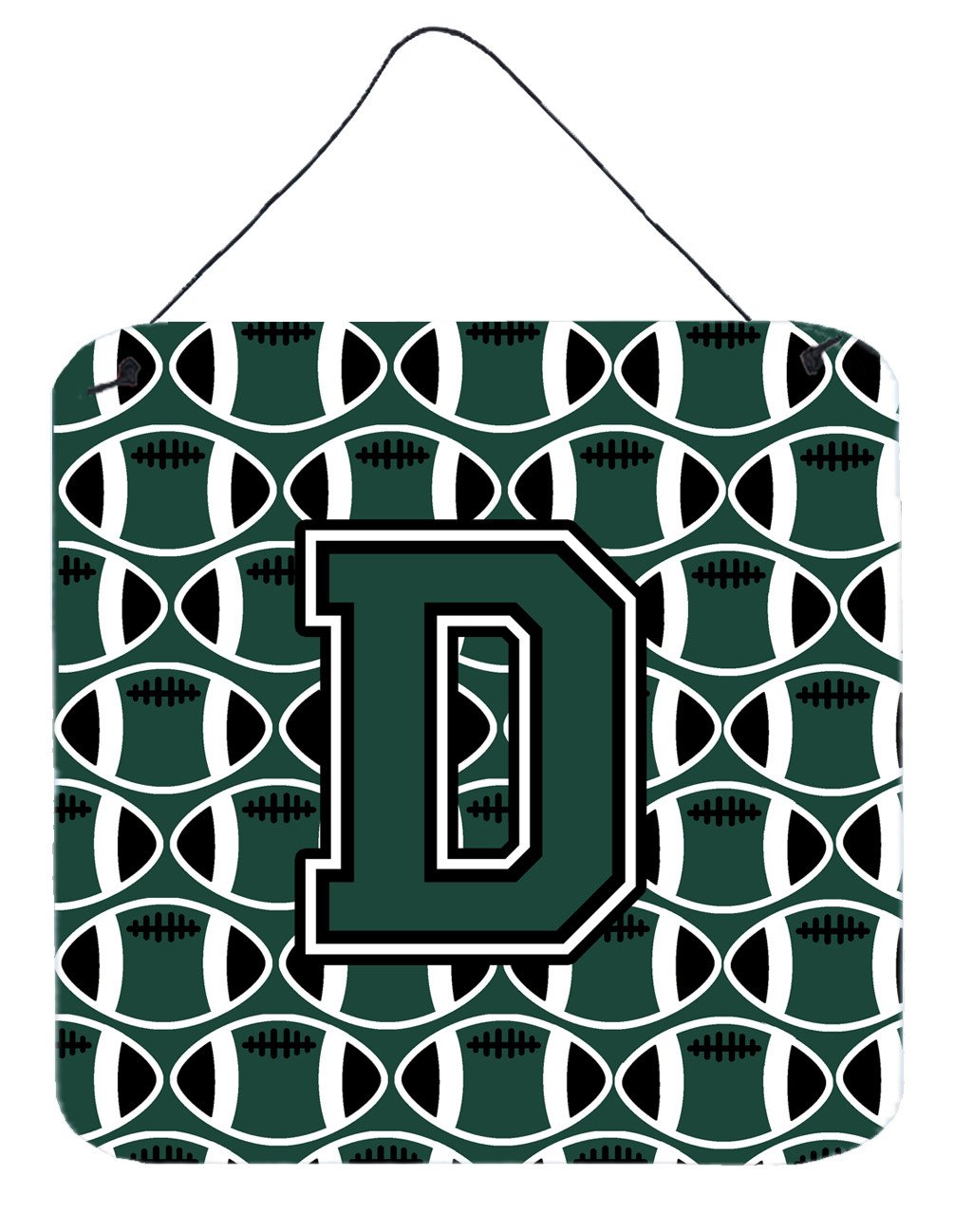 Letter D Football Green and White Wall or Door Hanging Prints CJ1071-DDS66 by Caroline's Treasures